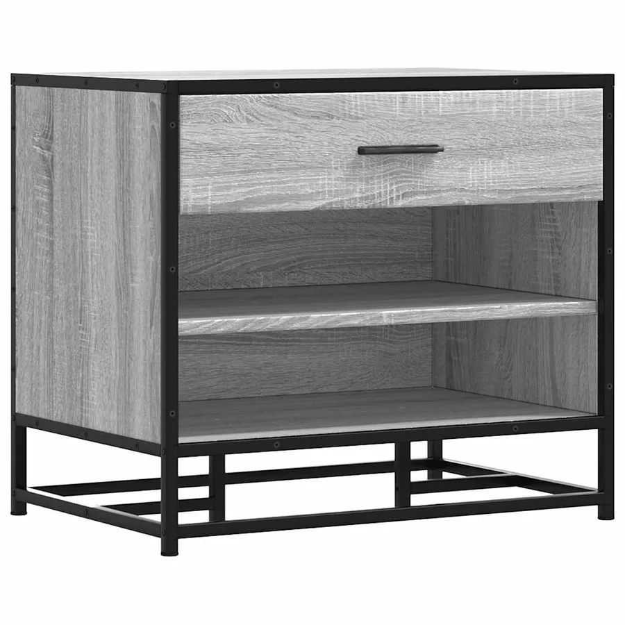 Banc à chaussures sonoma gris bois d'ingénierie et métal - 2