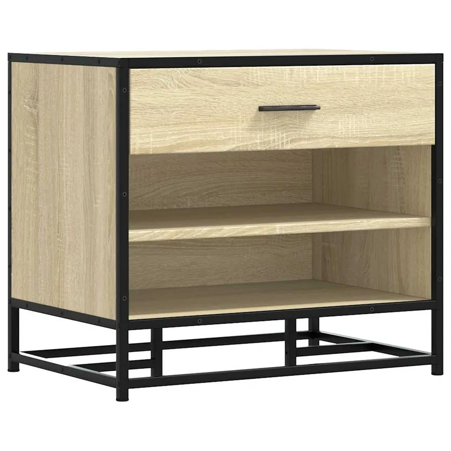 Banc à chaussures chêne sonoma bois d'ingénierie et métal - 2