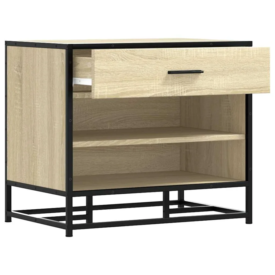 Banc à chaussures chêne sonoma bois d'ingénierie et métal - 7