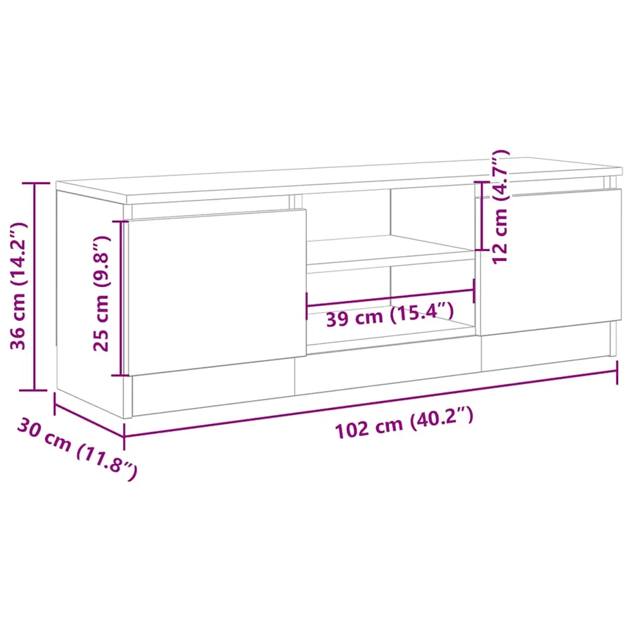 Meuble TV vieux bois 102x30x36 cm bois d'ingénierie - 10