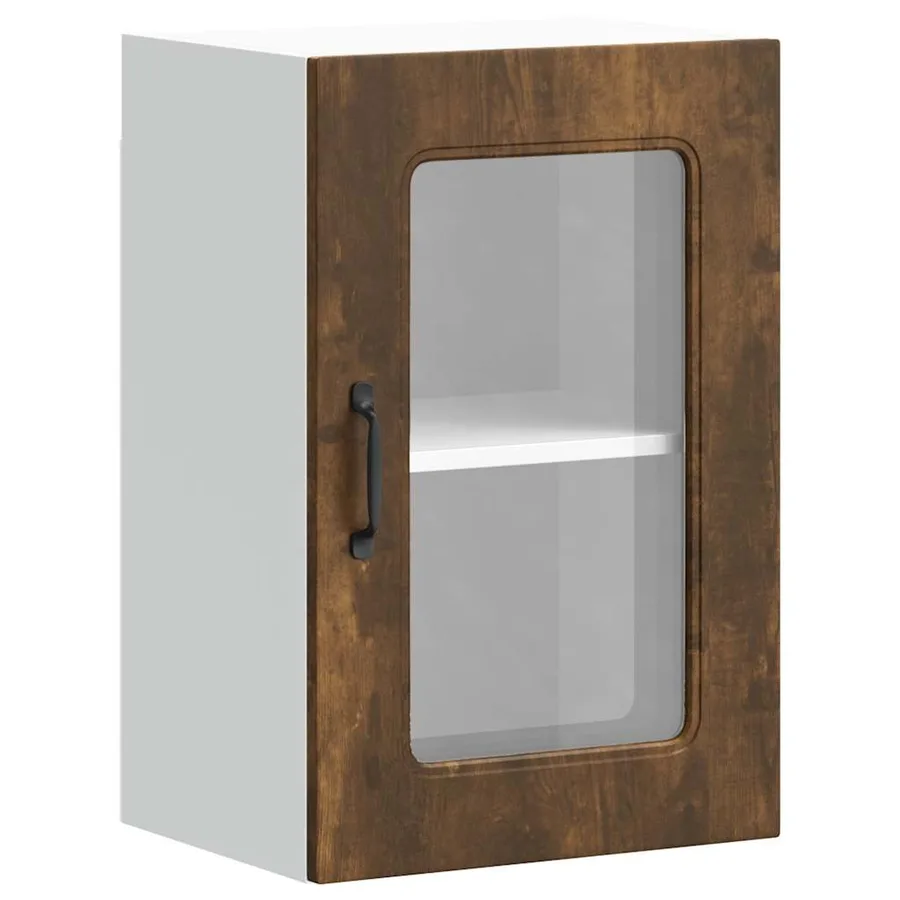 Armoire murale de cuisine avec porte vitrée "Kalmar" Chêne fumé Bois d'ingénierie - 2