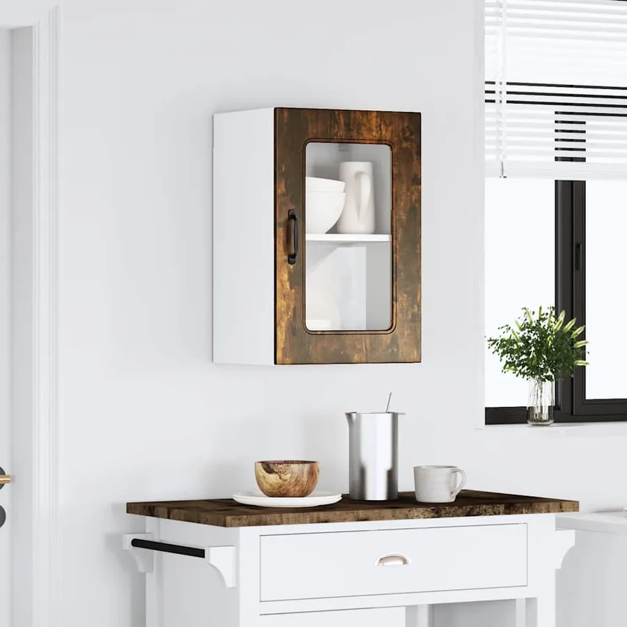Armoire murale de cuisine avec porte vitrée "Kalmar" Chêne fumé Bois d'ingénierie - 3