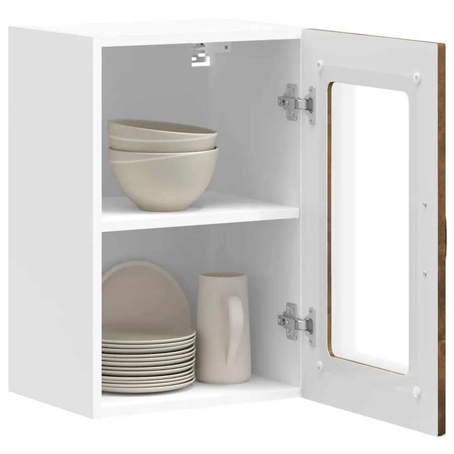 Armoire murale de cuisine avec porte vitrée "Kalmar" Chêne fumé Bois d'ingénierie - 5
