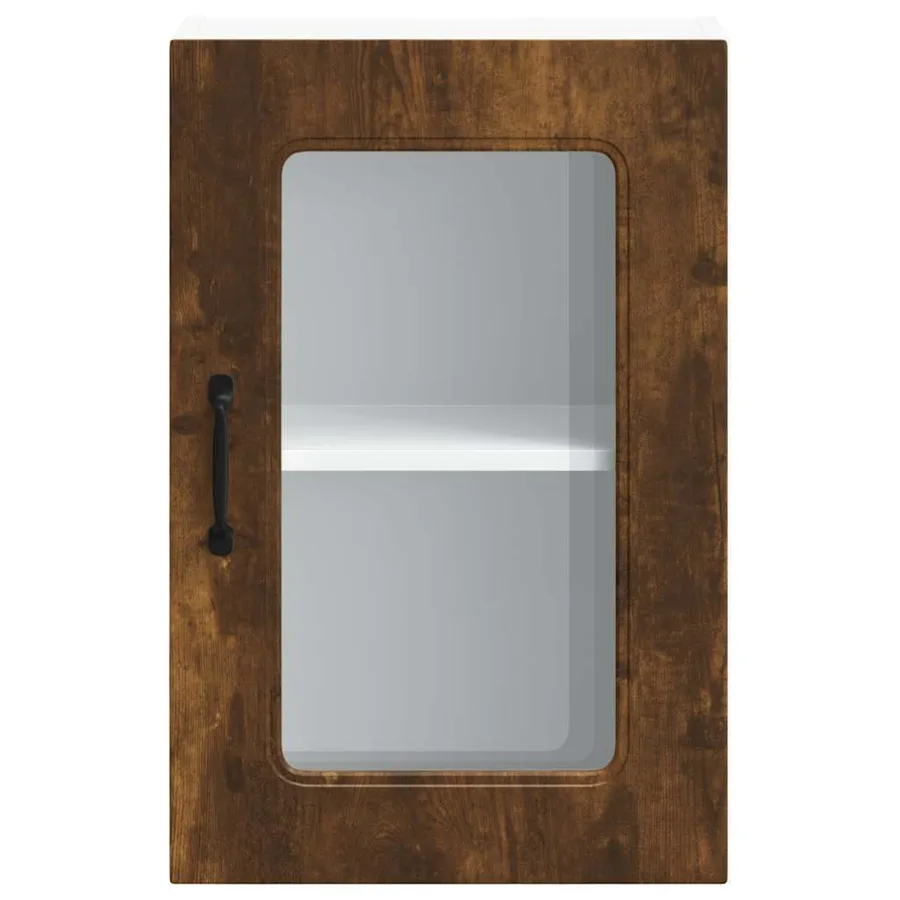 Armoire murale de cuisine avec porte vitrée "Kalmar" Chêne fumé Bois d'ingénierie - 6