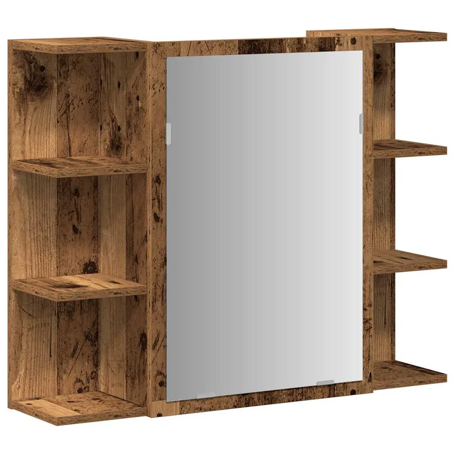 Armoire à miroir de salle de bain vieux bois bois d'ingénierie - 2
