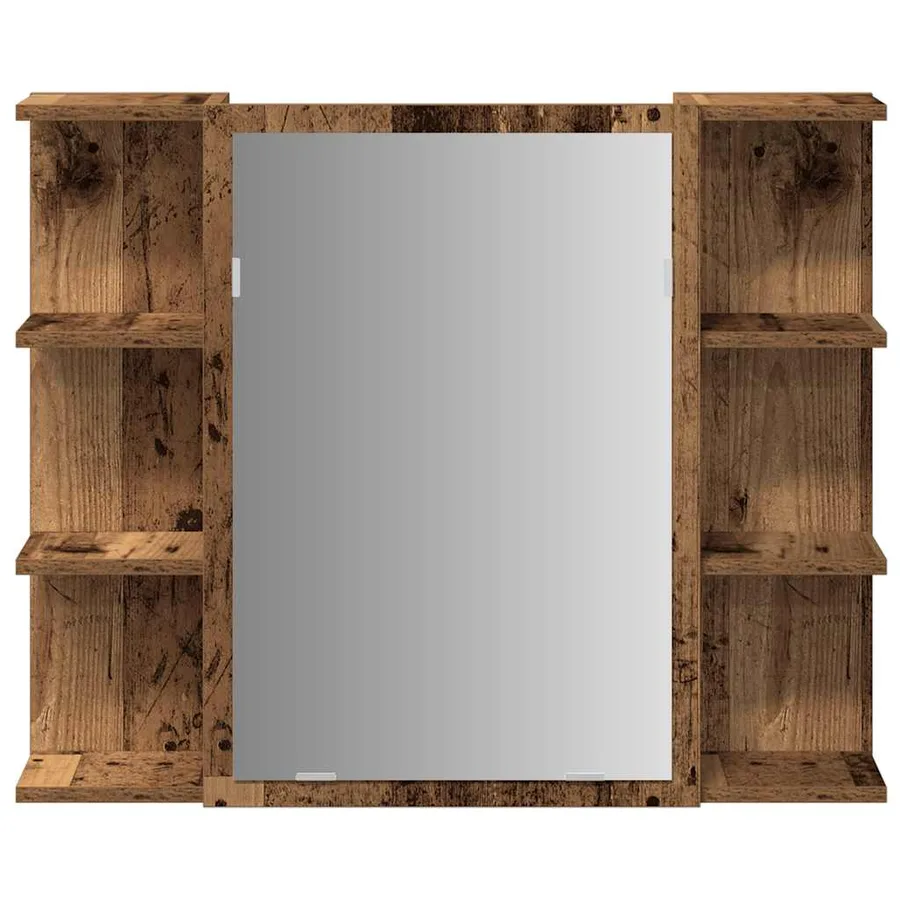 Armoire à miroir de salle de bain vieux bois bois d'ingénierie - 4