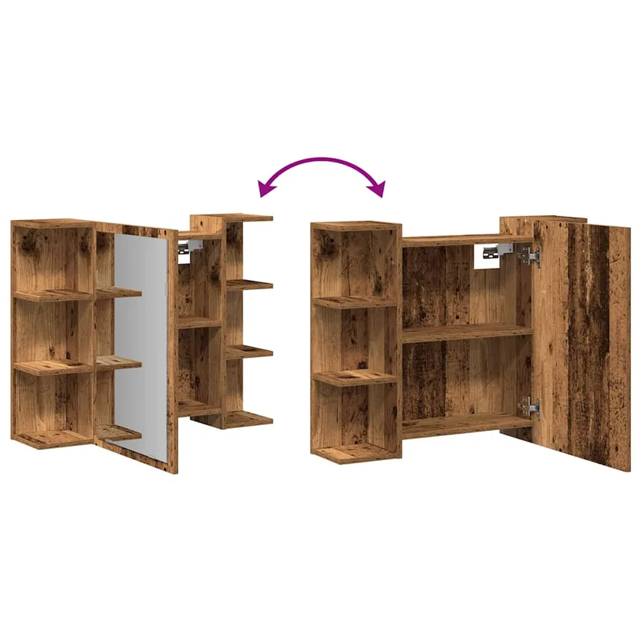 Armoire à miroir de salle de bain vieux bois bois d'ingénierie - 7