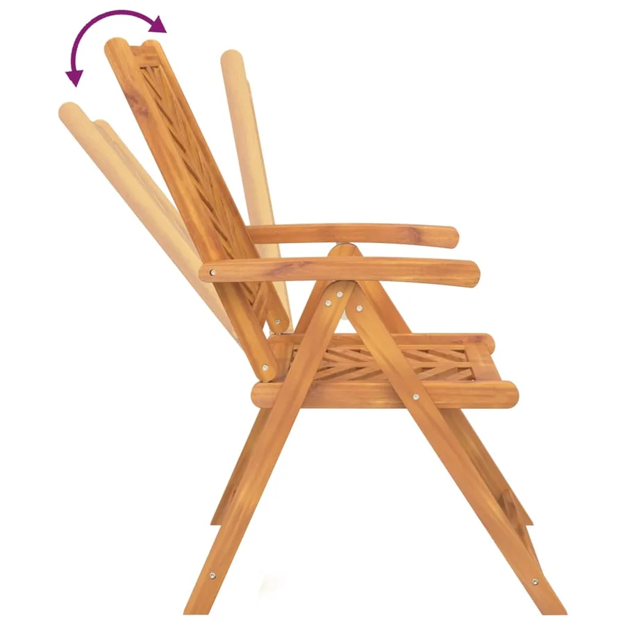 Chaises de jardin inclinables lot de 2 bois massif d'acacia - 7