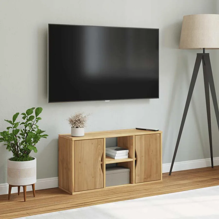 Meuble TV ODDA 79x24x40 cm bois massif pin - 3