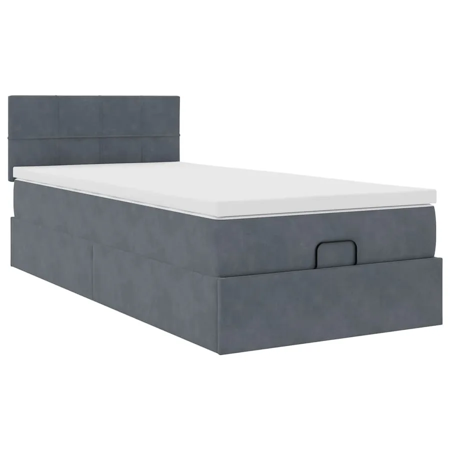 Cadre de lit ottoman avec matelas gris foncé 100x200 cm velours - 6