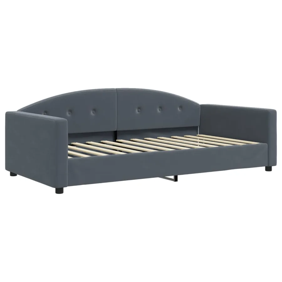 Lit de jour et gigogne et matelas gris foncé 100x200 cm velours - 4