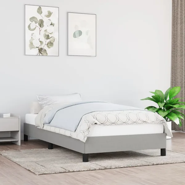 Cadre de lit sans matelas gris clair 90x200 cm tissu