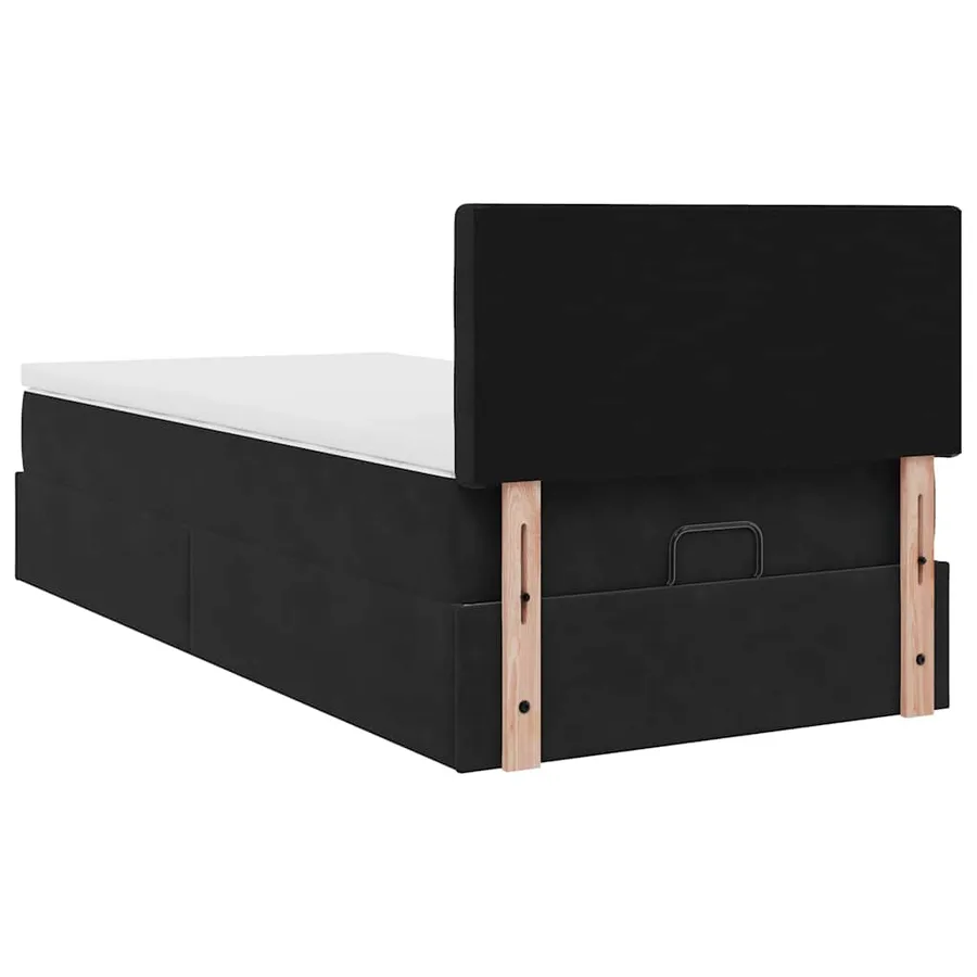 Cadre de lit ottoman avec matelas noir 80x200 cm velours - 11