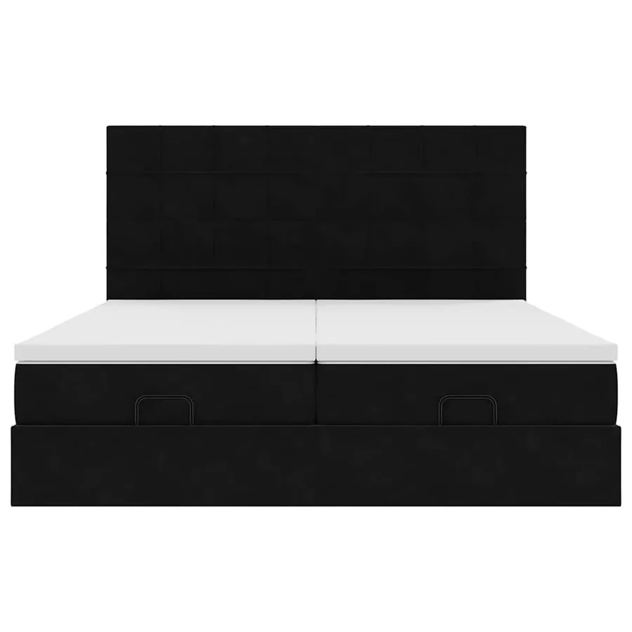 Cadre de lit ottoman avec matelas noir 160x200 cm velours - 7