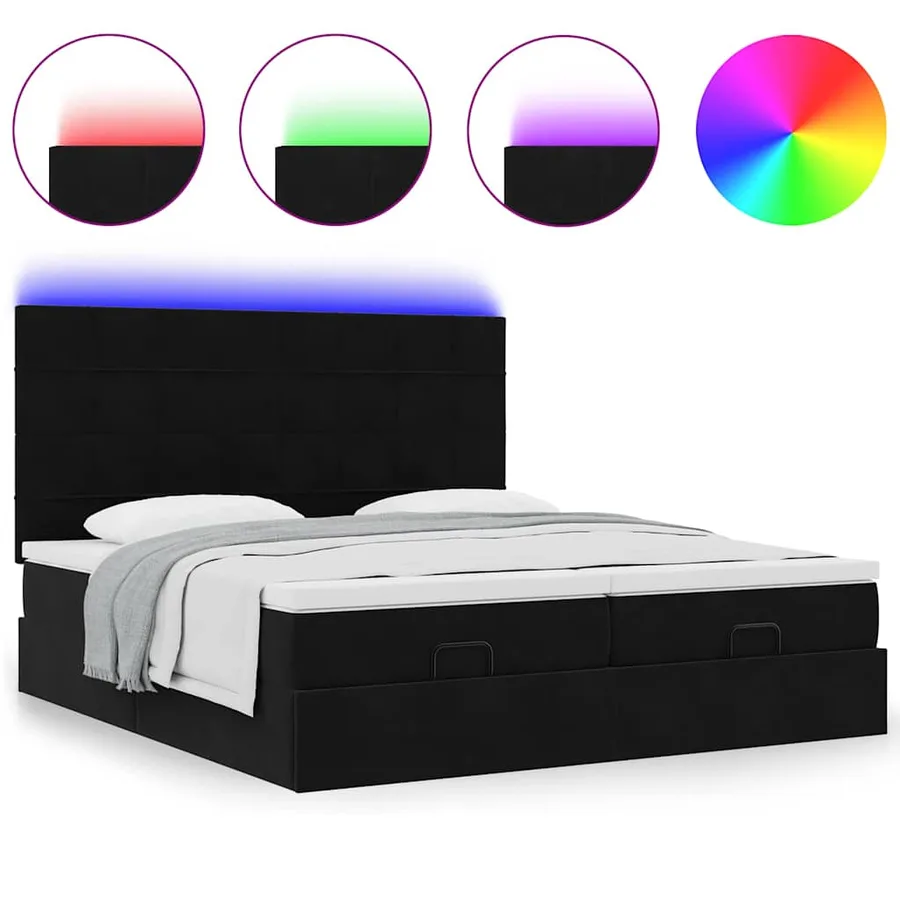Cadre de lit ottoman avec matelas noir 160x200 cm velours - 5