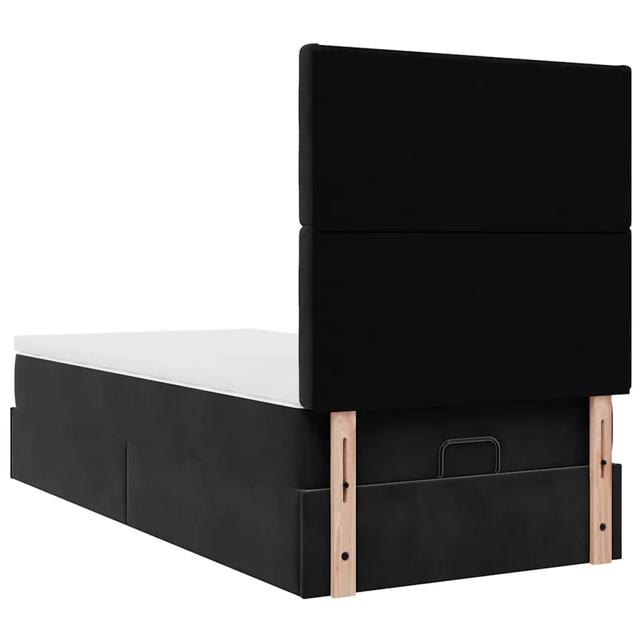 Cadre de lit ottoman avec matelas noir 80x200 cm velours - 10