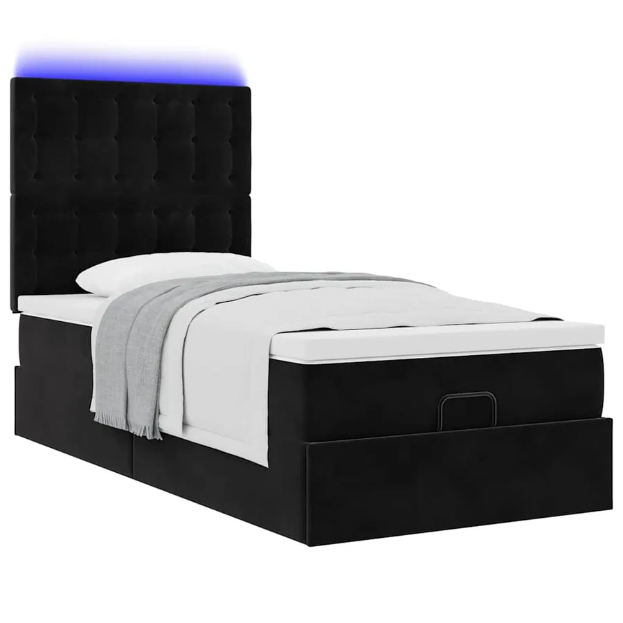 Cadre de lit ottoman avec matelas noir 80x200 cm velours - 6