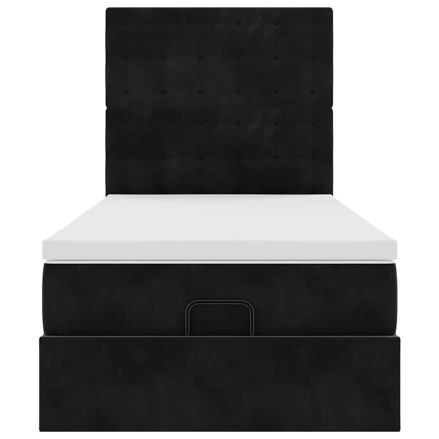 Cadre de lit ottoman avec matelas noir 80x200 cm velours - 8