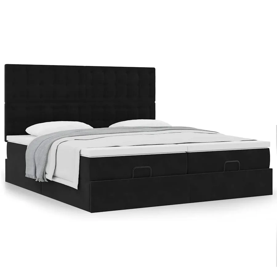 Cadre de lit ottoman avec matelas noir 160x200 cm velours - 4