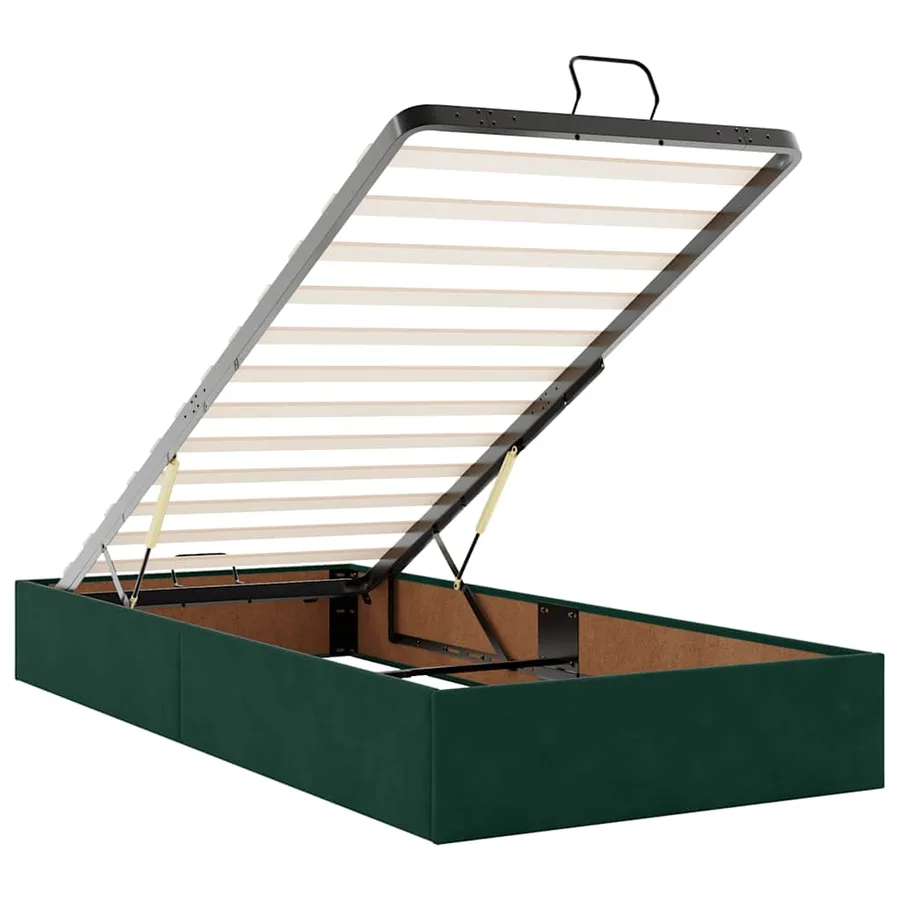 Cadre de lit ottoman sans matelas vert foncé 80x200 cm velours - 10