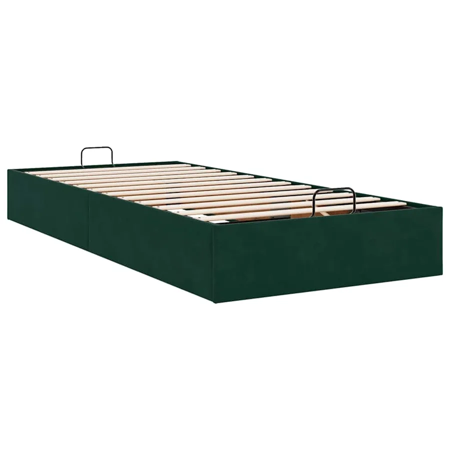 Cadre de lit ottoman sans matelas vert foncé 80x200 cm velours - 9