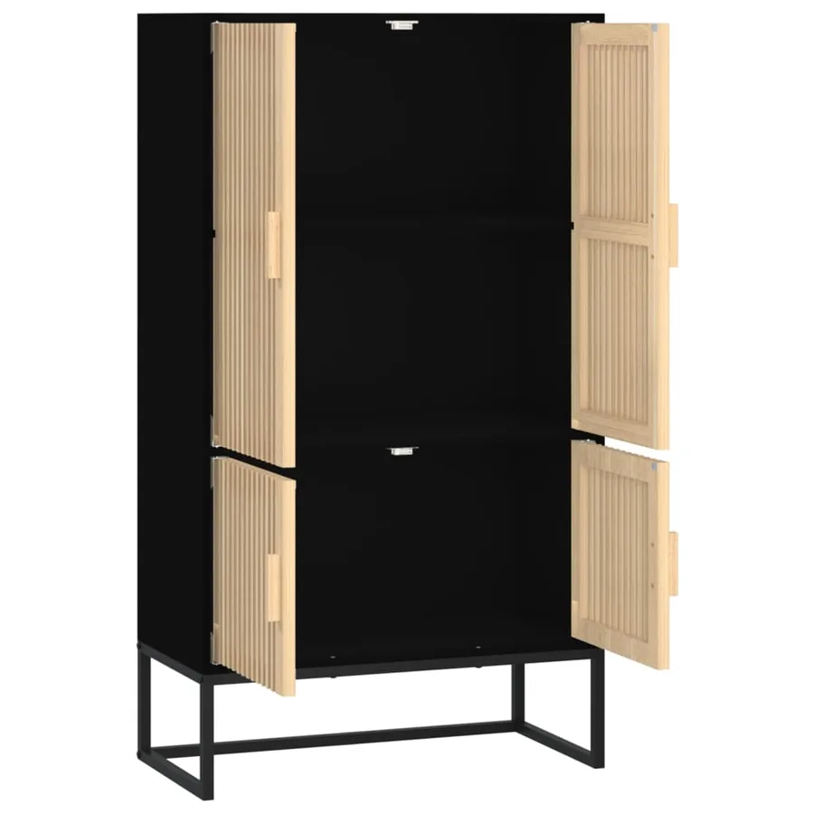 Buffet haut noir 70x35x125 cm bois d'ingénierie - 4