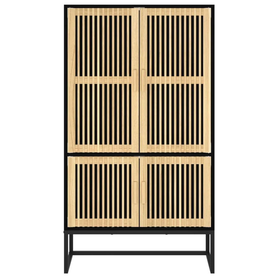 Buffet haut noir 70x35x125 cm bois d'ingénierie - 5
