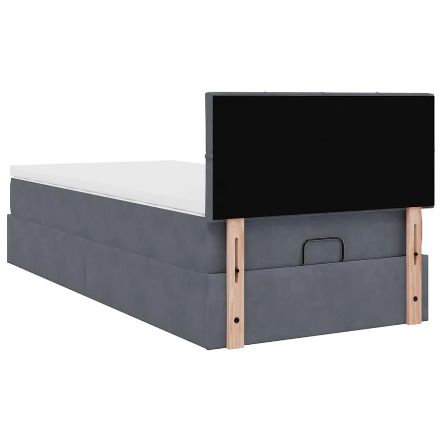 Cadre de lit ottoman avec matelas gris foncé 80x200 cm velours - 10