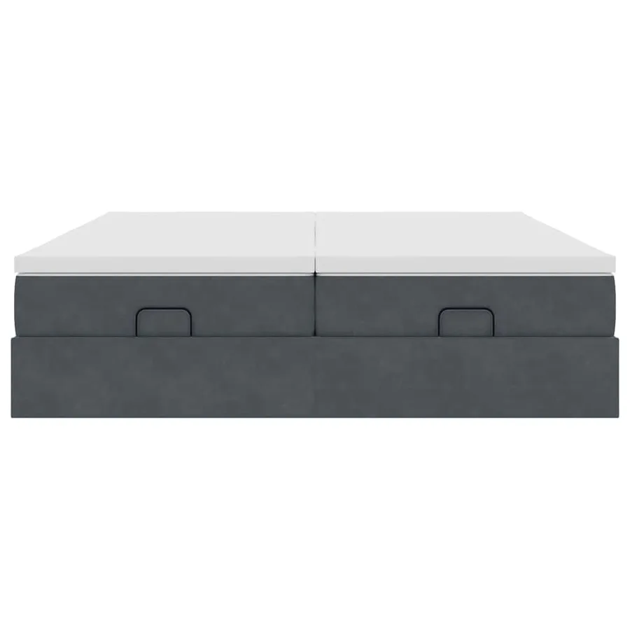 Cadre de lit ottoman avec matelas gris foncé 160x200cm velours - 6