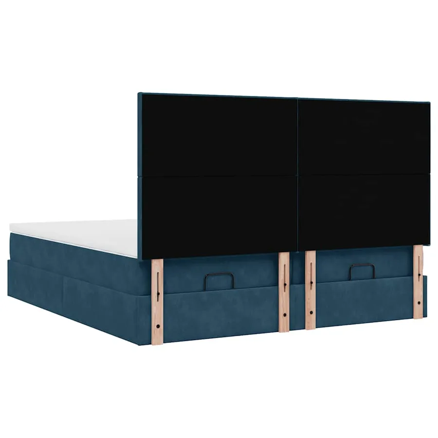 Cadre de lit ottoman avec matelas bleu foncé 160x200 cm velours - 10