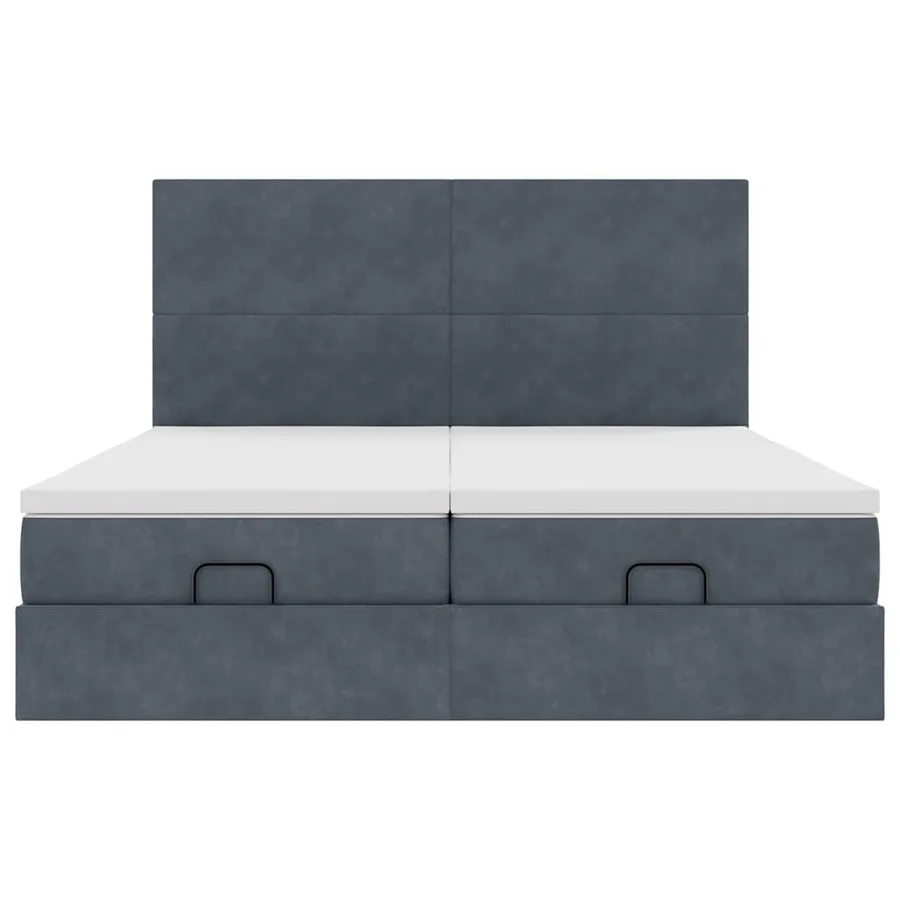 Cadre de lit ottoman avec matelas gris foncé 160x200cm velours - 7