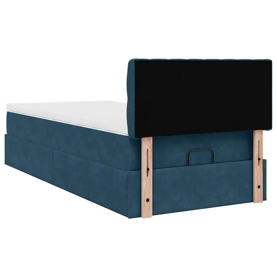 Lit ottoman avec matelas et LED bleu foncé 80x200cm velours - 12