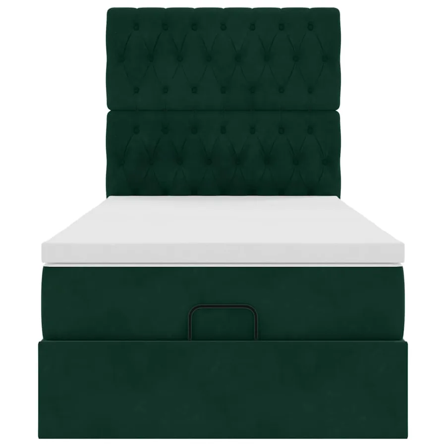 Cadre de lit ottoman avec matelas vert foncé 80x200 cm velours - 7