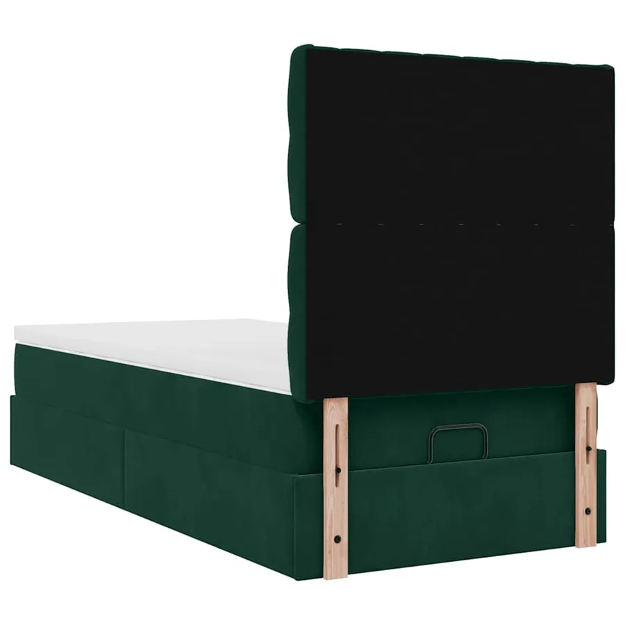 Cadre de lit ottoman avec matelas vert foncé 80x200 cm velours - 9