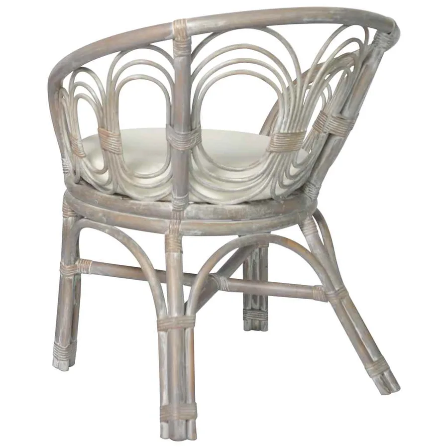 Chaise de salle à manger avec coussin gris Rotin naturel et lin - 4