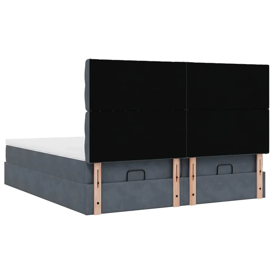 Cadre de lit ottoman avec matelas gris foncé 160x200cm velours - 10