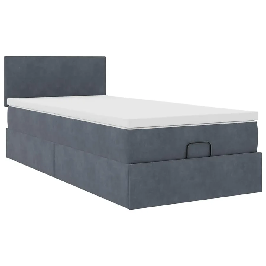 Cadre de lit ottoman avec matelas gris foncé 80x200 cm velours - 7