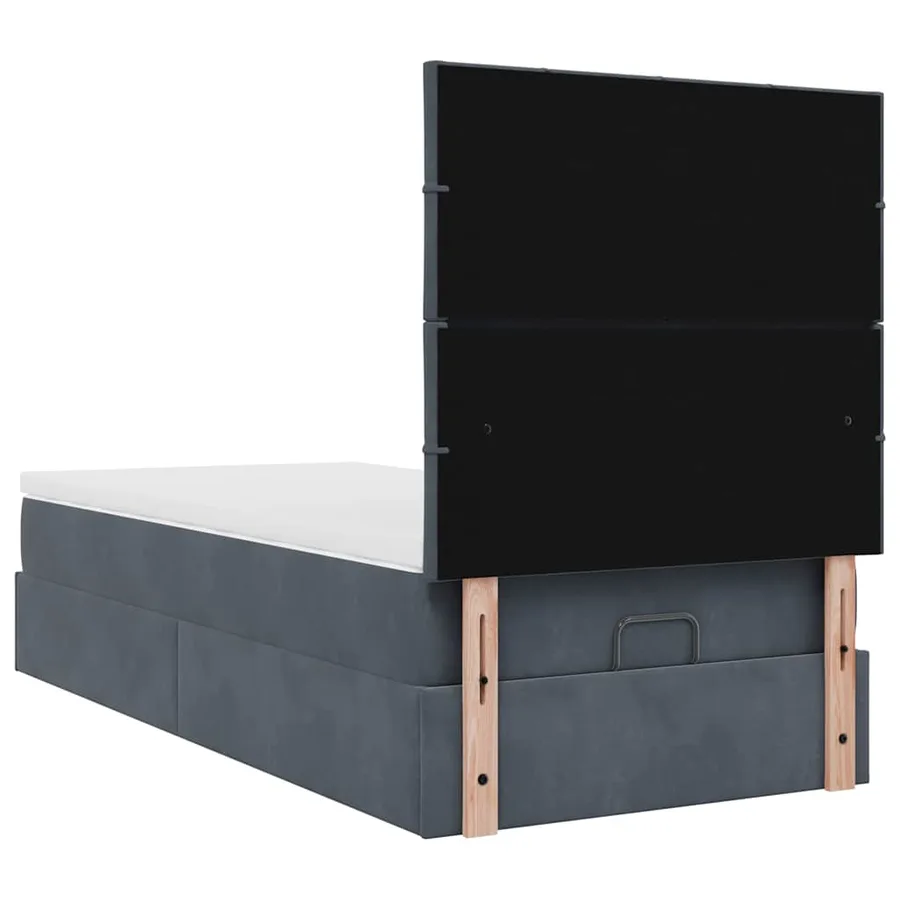 Cadre de lit ottoman avec matelas gris foncé 80x200 cm velours - 10
