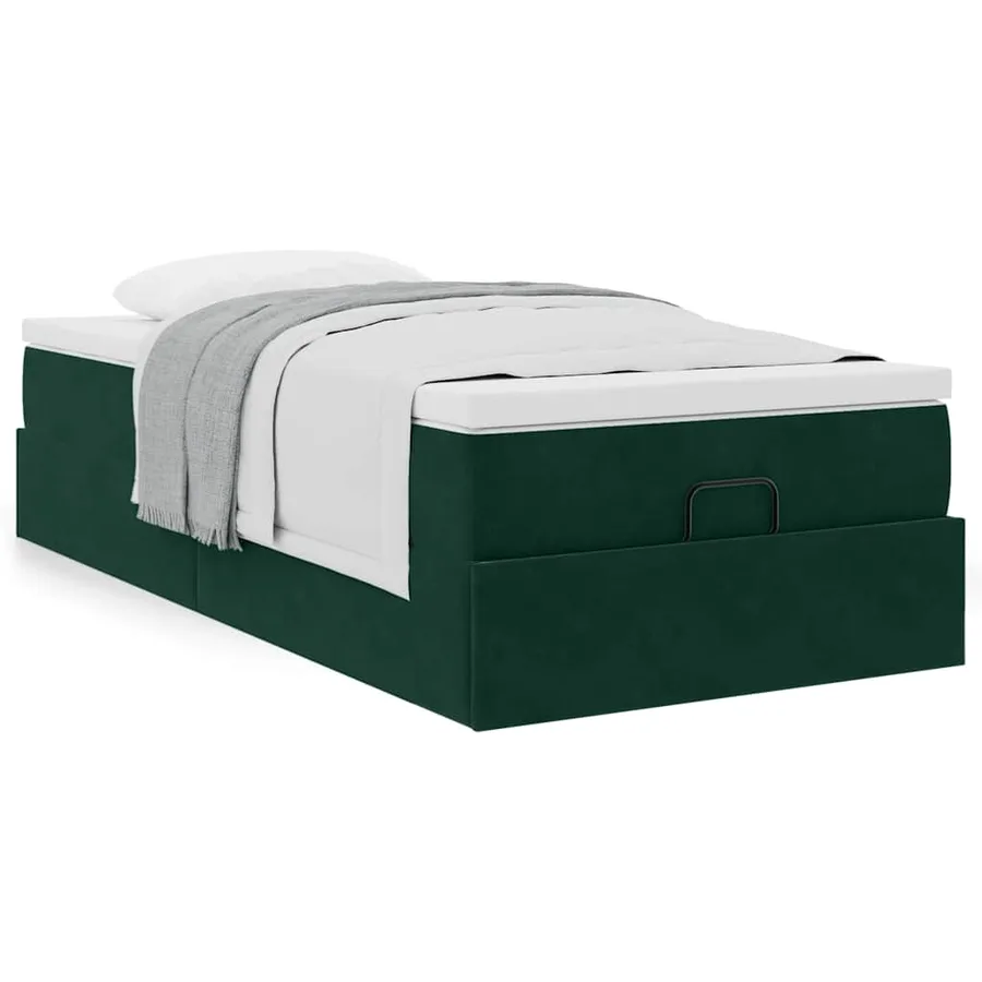 Cadre de lit ottoman avec matelas vert foncé 80x200 cm velours - 4