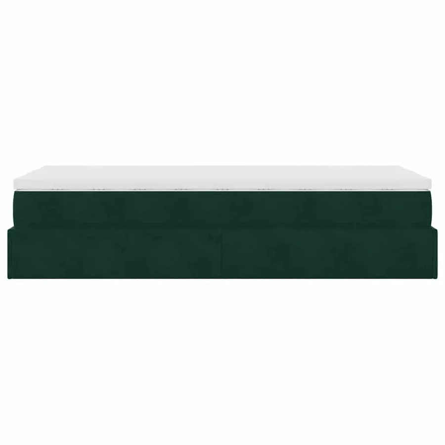 Cadre de lit ottoman avec matelas vert foncé 80x200 cm velours - 9