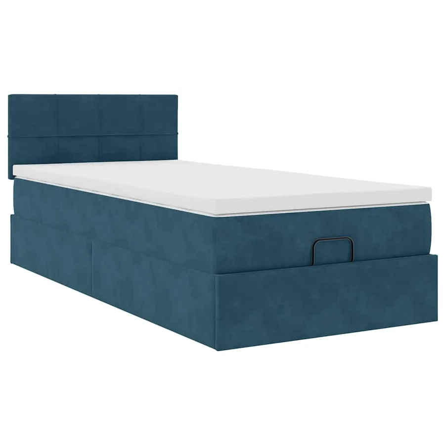 Cadre de lit ottoman avec matelas bleu foncé 80x200 cm velours - 6