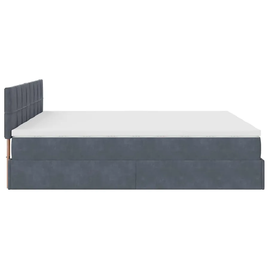 Cadre de lit ottoman avec matelas gris foncé 160x200cm velours - 11