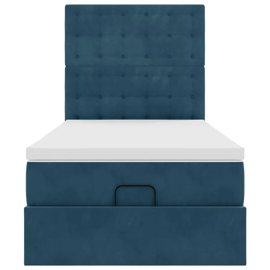 Cadre de lit ottoman avec matelas bleu foncé 80x200 cm velours - 7