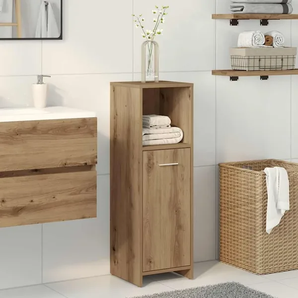 Armoire de bain chêne artisanal 30x30x95 cm bois d'ingénierie