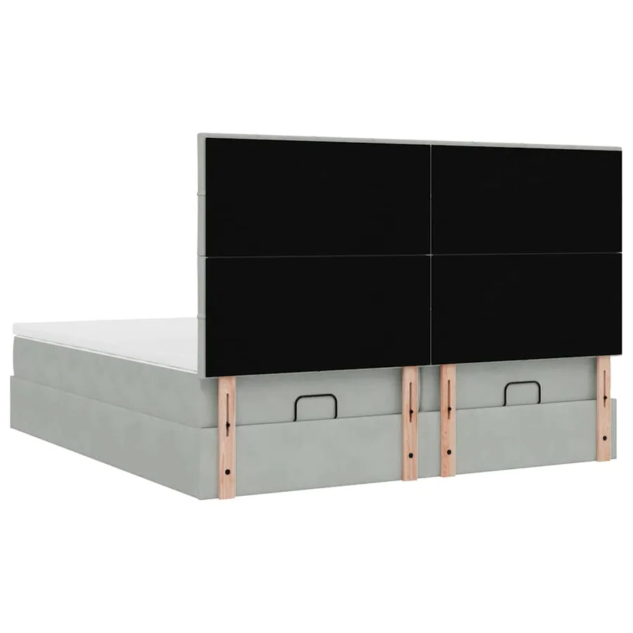 Cadre de lit ottoman et matelas gris clair 160x200cm velours - 10