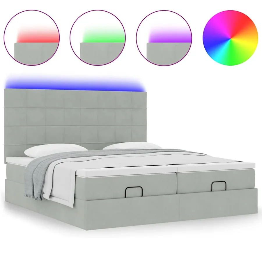 Cadre de lit ottoman et matelas gris clair 160x200cm velours - 5