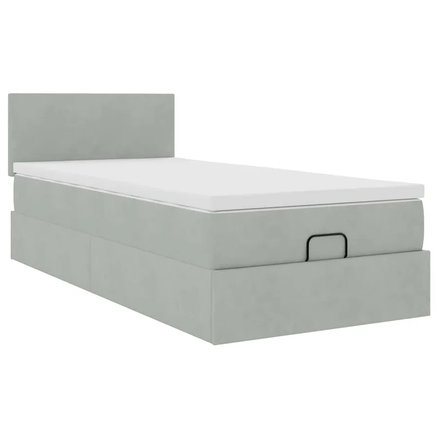 Cadre de lit ottoman avec matelas gris clair 80x200 cm velours - 6