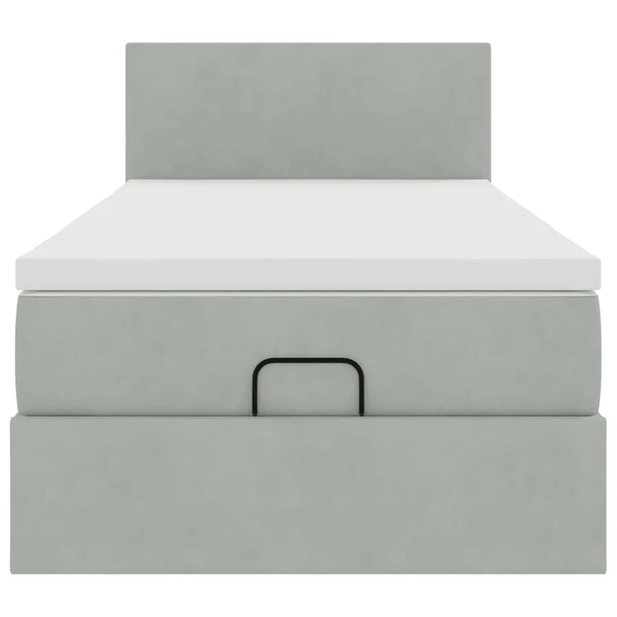 Cadre de lit ottoman avec matelas gris clair 80x200 cm velours - 7