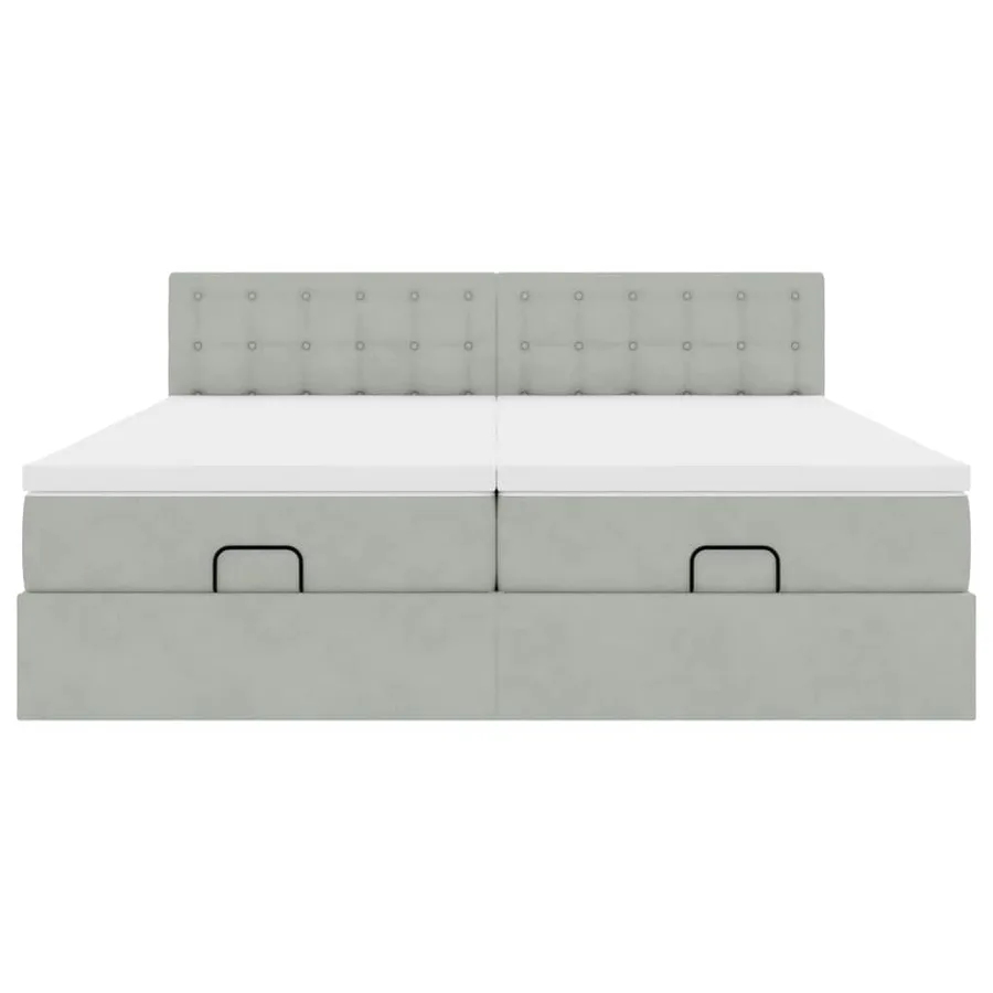 Cadre de lit ottoman et matelas gris clair 160x200cm velours - 8