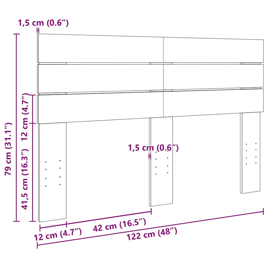 Tête de lit 120 cm en bois massif de chêne - 9